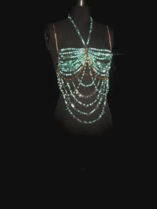 Beaded Wear | Tops*Mew Mews Fashion O/S Conrad Gemstone Beaded Bralette