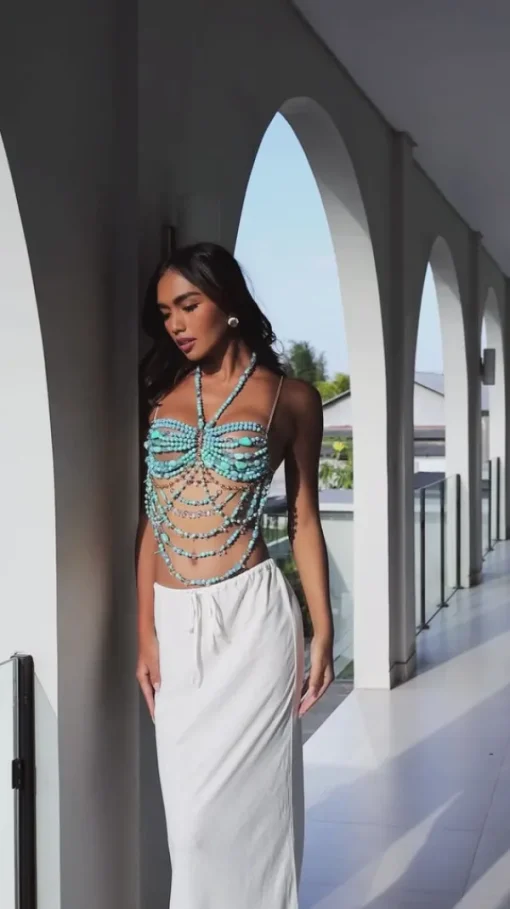 Beaded Wear*Mew Mews Fashion O/S Conrad Gemstone Beaded Bralette