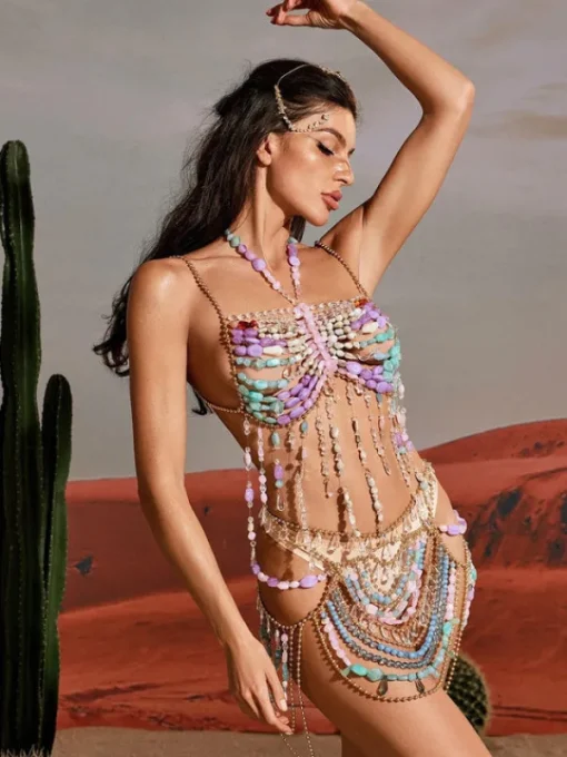Beaded Wear | Sets & Co-ords*Mew Mews Fashion O/S Conrad Gemstone Chain Beaded Skirt Set