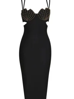 Dresses | Midi Dresses*Bandage Coretta Pearl Coutout Dress In Black