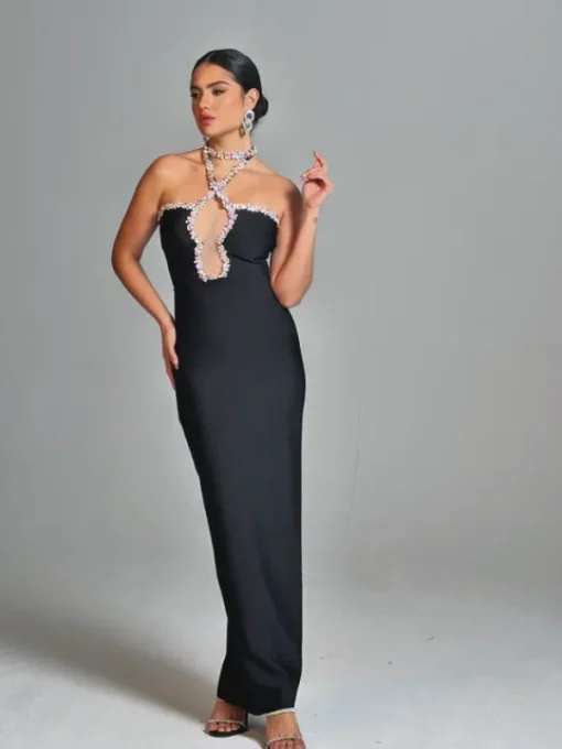 Dresses | Maxi Dresses*Bandage Cornie Halterneck Rhinestone Maxi Dress