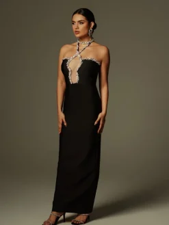Dresses | Maxi Dresses*Bandage Cornie Halterneck Rhinestone Maxi Dress