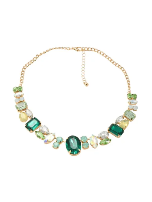 Necklaces*Mew Mews Fashion Craco Crystal Embellished Necklace In Green