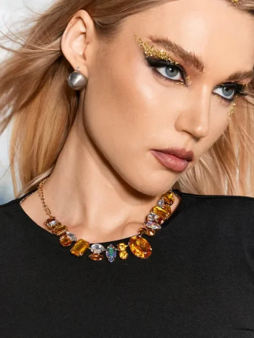 Necklaces*Mew Mews Fashion Craco Crystal Embellished Necklace In Yellow