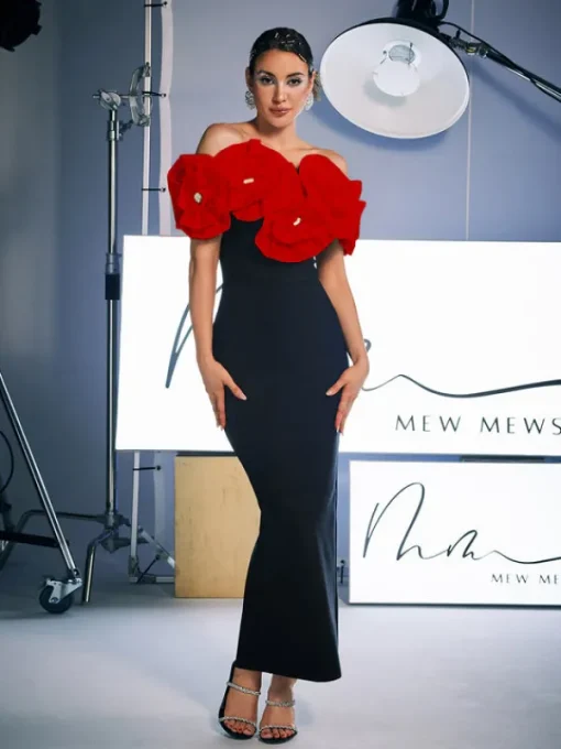 Dresses | Maxi Dresses*Bandage Creed Off Shoulder Flower Dress In Red