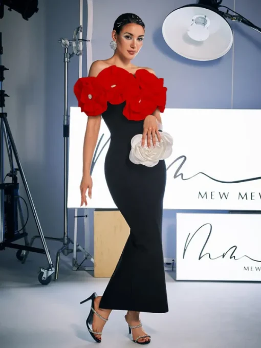 Dresses | Maxi Dresses*Bandage Creed Off Shoulder Flower Dress In Red