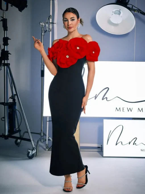 Dresses | Maxi Dresses*Bandage Creed Off Shoulder Flower Dress In Red