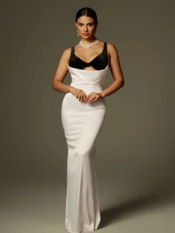Dresses | Maxi Dresses*Mew Mews Fashion Crispina Plunge Neck Satin Maxi Dress