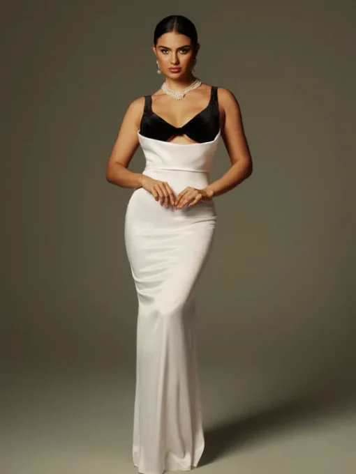 Dresses | Maxi Dresses*Mew Mews Fashion Crispina Plunge Neck Satin Maxi Dress