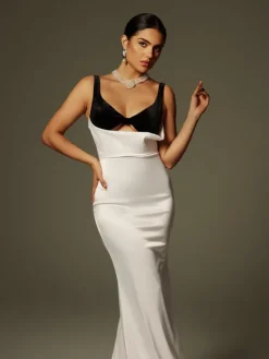 Dresses | Maxi Dresses*Mew Mews Fashion Crispina Plunge Neck Satin Maxi Dress
