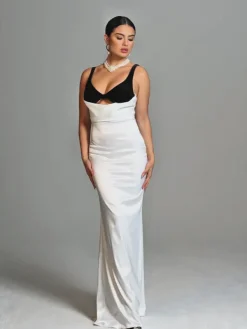Dresses | Maxi Dresses*Mew Mews Fashion Crispina Plunge Neck Satin Maxi Dress