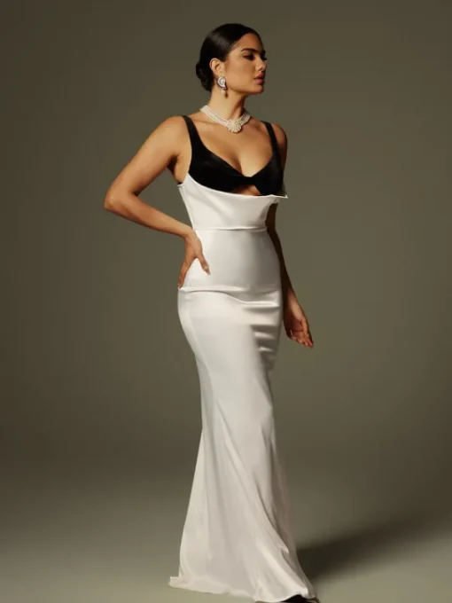 Dresses | Maxi Dresses*Mew Mews Fashion Crispina Plunge Neck Satin Maxi Dress