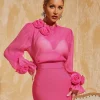 Tops*Mew Mews Fashion O/S Cyndriel Long Sleeve Flower Top In Magenta