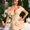 Dresses | Mini Dresses*Mew Mews Fashion Dabney V Neck Ruffle Mini Dress In Champagne