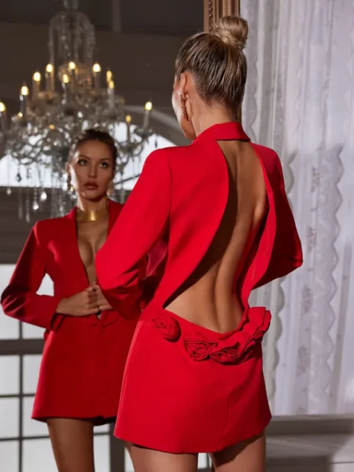 Coats & Jackets | Blazers*Mew Mews Fashion Dacre Back Cutout Flower Blazer In Red