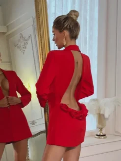 Coats & Jackets | Blazers*Mew Mews Fashion Dacre Back Cutout Flower Blazer In Red