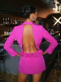Coats & Jackets | Blazers*Mew Mews Fashion Dacre Back Cutout Flower Blazer In Hot Pink