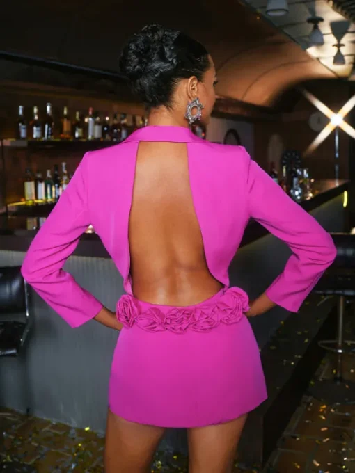 Coats & Jackets | Blazers*Mew Mews Fashion Dacre Back Cutout Flower Blazer In Hot Pink