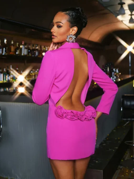 Coats & Jackets | Blazers*Mew Mews Fashion Dacre Back Cutout Flower Blazer In Hot Pink