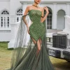 Embellishment | Dresses*Embellishment Daelis Off Shoulder Rhinestone Mesh Maxi Dress