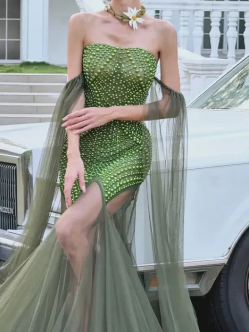 Embellishment | Dresses*Embellishment Daelis Off Shoulder Rhinestone Mesh Maxi Dress
