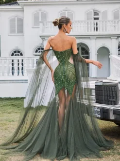 Embellishment | Dresses*Embellishment Daelis Off Shoulder Rhinestone Mesh Maxi Dress
