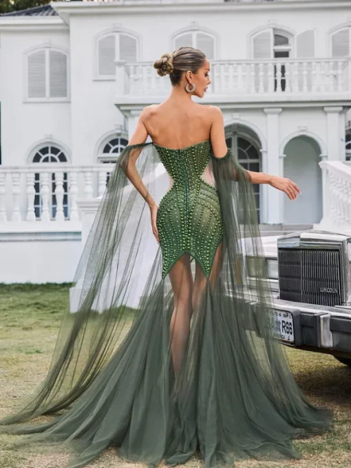 Embellishment | Dresses*Embellishment Daelis Off Shoulder Rhinestone Mesh Maxi Dress