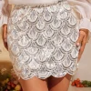 Skirts*Mew Mews Fashion Daelorin Wave Sequin Skirt In Apricot