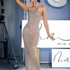 Embellishment | Dresses*Embellishment Dakari Halterneck Rhinestone Maxi Dress In Silver
