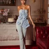 Jumpsuits & Romper*Mew Mews Fashion Dalila Strapless Flower Denim Jumpsuit