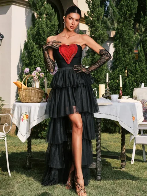Sets & Co-ords*Bandage Dalit Strapless Heart Crystal Skirt Set