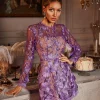 Dresses | Mini Dresses*Mew Mews Fashion Dallan Long Sleeve Floral Embroidered Mini Dress