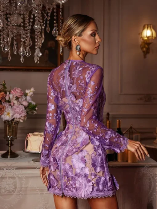 Dresses | Mini Dresses*Mew Mews Fashion Dallan Long Sleeve Floral Embroidered Mini Dress