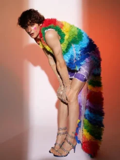 Embellishment | Dresses*Nuo Fansi Danny Rainbow Rhinestone Mesh Dress With Vest