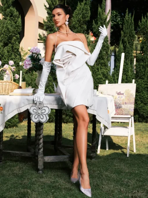 Dresses | Mini Dresses*Mew Mews Fashion Darlita Strapless Flower Ruched Mini Dress