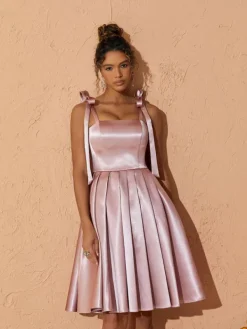Dresses*Mew Mews Fashion Deidra Satin Pleated Dress