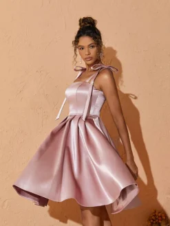 Dresses*Mew Mews Fashion Deidra Satin Pleated Dress