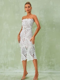 Dresses | Midi Dresses*Bandage Despina White Lace Midi Dress