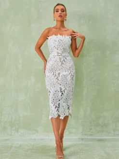 Dresses | Midi Dresses*Bandage Despina White Lace Midi Dress