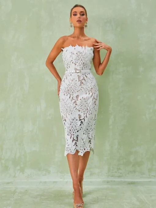 Dresses | Midi Dresses*Bandage Despina White Lace Midi Dress