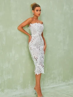 Dresses | Midi Dresses*Bandage Despina White Lace Midi Dress