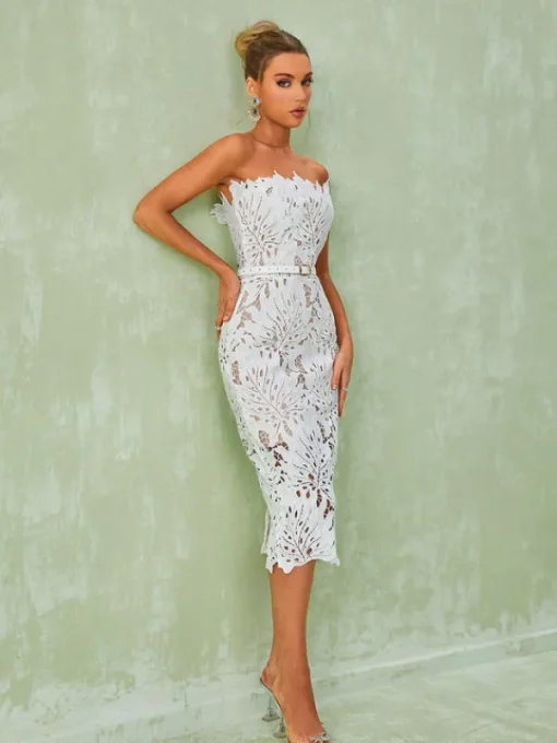 Dresses | Midi Dresses*Bandage Despina White Lace Midi Dress