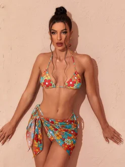 Bikini Sets | Swimwear*Mew Mews Fashion Dina Floral Bikini Three Piece Set