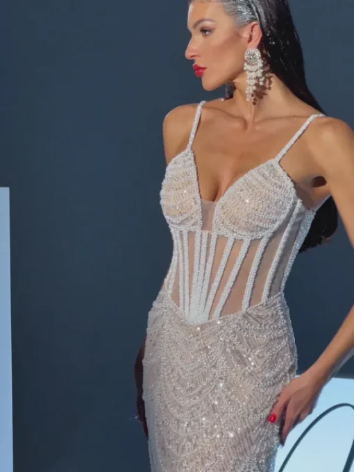 Embellishment | Dresses*Lu Yili Dion Spaghetti Pearl Embellished Sequin Dress