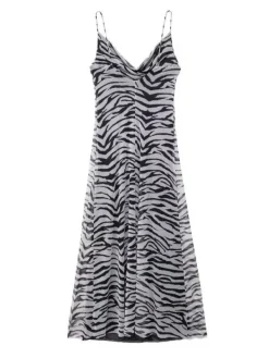 Dresses | Midi Dresses*Mew Mews Fashion Drynthia Spaghetti Zebra Midi Dress In Grey