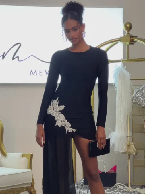 Dresses | Mini Dresses*Bandage Duald Long Sleeve Crystal Dress