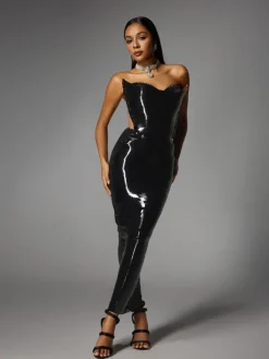 Dresses | Midi Dresses*Jiu Bajia O/S Eadward Strapless Metallic Midi Dress In Black