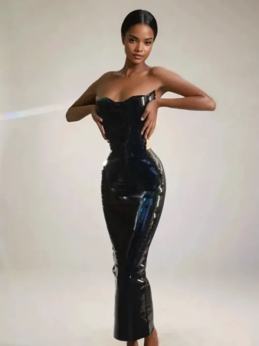 Dresses | Midi Dresses*Jiu Bajia O/S Eadward Strapless Metallic Midi Dress In Black