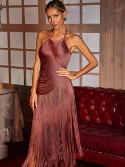 Dresses | Maxi Dresses*Bandage Edaline Halterneck Fringe Midi Dress