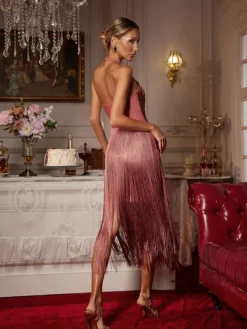 Dresses | Maxi Dresses*Bandage Edaline Halterneck Fringe Midi Dress
